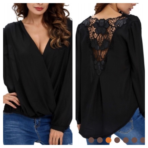 Tops - Crochet back Wrap Front Blouse